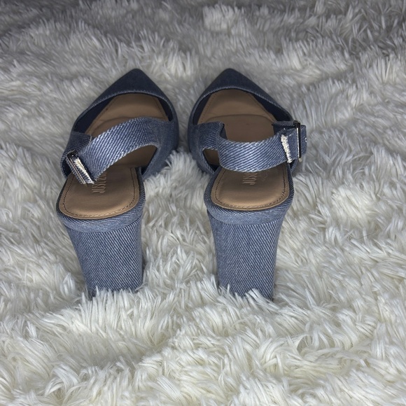 JustFab Blue Denim Slingback Heels - Picture 3 of 5